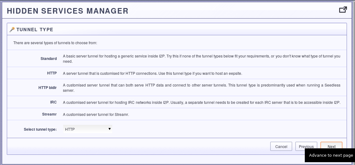 Step Three: Select an HTTP Tunnel